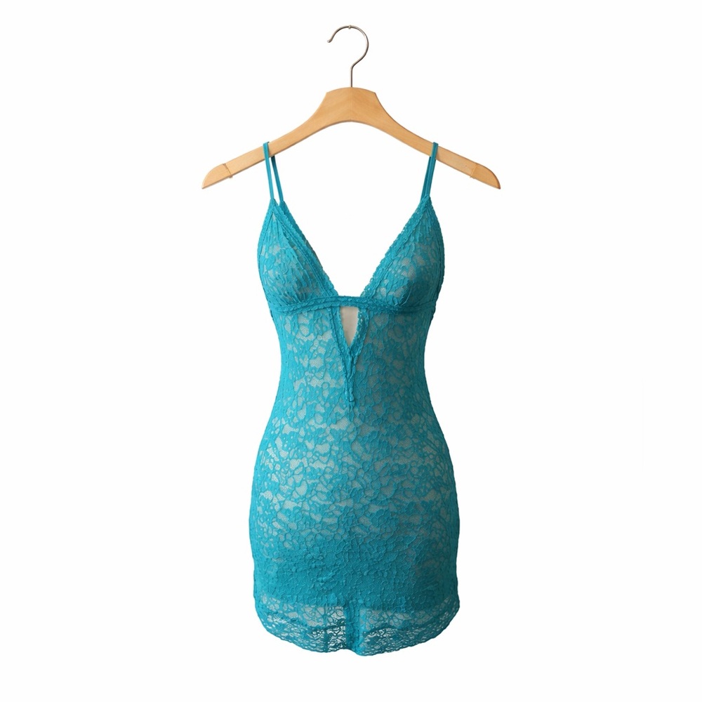 Victoria’s Secret The Lacie Turquoise Lace Chemise Nightie Small Y2K Lingerie